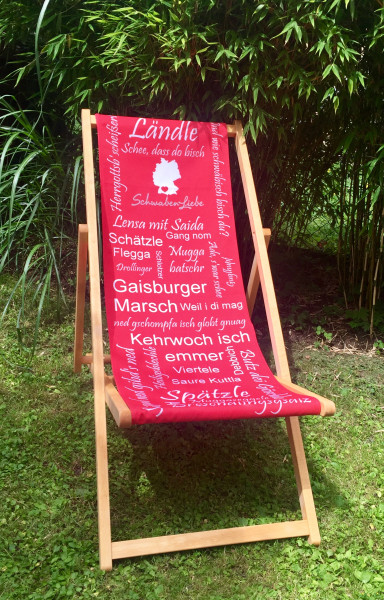 Liegestuhl mit schwäbischen Sprüchen nur im Lädle erhältlich